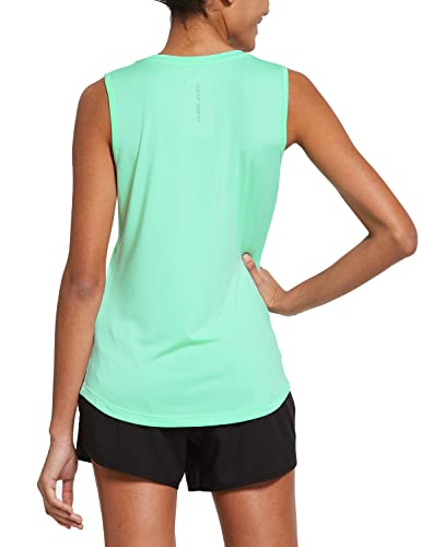 BALEAF Women's Sleeveless Workout Shirts Exercise Running Tank Tops Active Gym Tops Mint Size L BALEAF Women's Sleeveless Workout Shirts Exercise Running Tank Tops Active Gym Tops Mint Size L