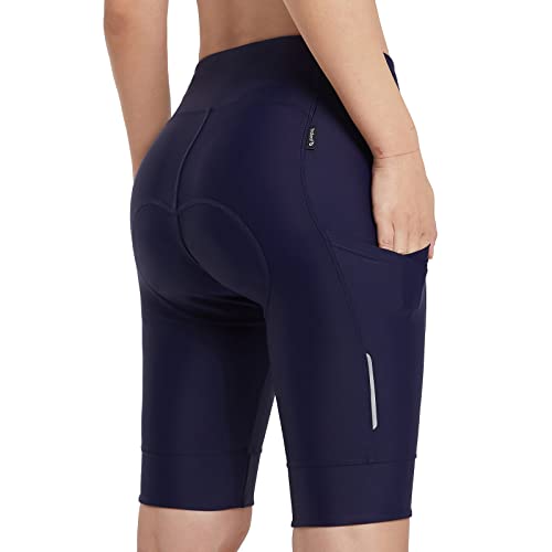 BALEAF Women's 4D Padded Bike Shorts Cycling Biking Long 10" High Waisted with Pockets Bicycle Spin MTB UPF50+ Navy Blue M BALEAF Women's 4D Padded Bike Shorts Cycling Biking Long 10" High Waisted with Pockets Bicycle Spin MTB UPF50+ Navy Blue M