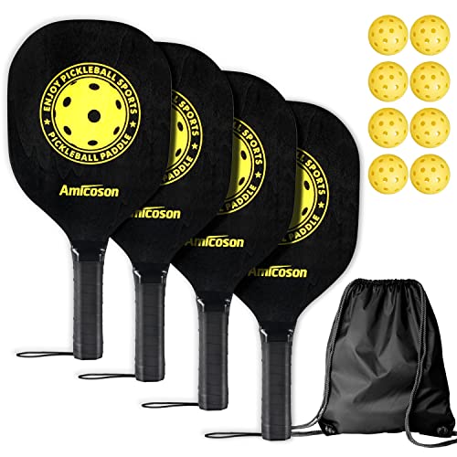 Amicoson Pickleball Paddles - Pickleball Set of Paddles, Indoor & Outdoor Pickleball Balls, Pickleball Paddle Set of Wood Pickleball Racket Ergonomic Cushion Grip (Black) Amicoson Pickleball Paddles - Pickleball Set of Paddles, Indoor & Outdoor Pickleball Balls, Pickleball Paddle Set of Wood Pickleball Racket Ergonomic Cushion Grip (Black)