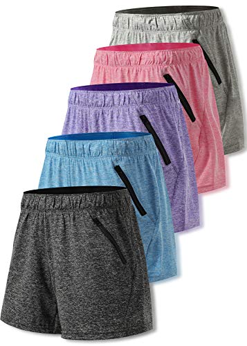 Liberty Imports 5 Pack Women's 5" Quick Dry Yoga Training Shorts with Zipper Pockets (Ed.1, Small) Liberty Imports 5 Pack Women's 5" Quick Dry Yoga Training Shorts with Zipper Pockets (Ed.1, Small)