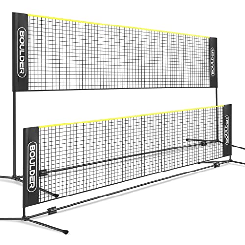 Boulder Badminton Pickleball Net - Height Adjustable Portable Net for Junior Tennis, Kids Volleyball & Soccer, and Backyard Games - Easy Setup Nylon Sports Net with Poles 10 ft/14ft/17ft Wide Boulder Badminton Pickleball Net - Height Adjustable Portable Net for Junior Tennis, Kids Volleyball & Soccer, and Backyard Games - Easy Setup Nylon Sports Net with Poles 10 ft/14ft/17ft Wide