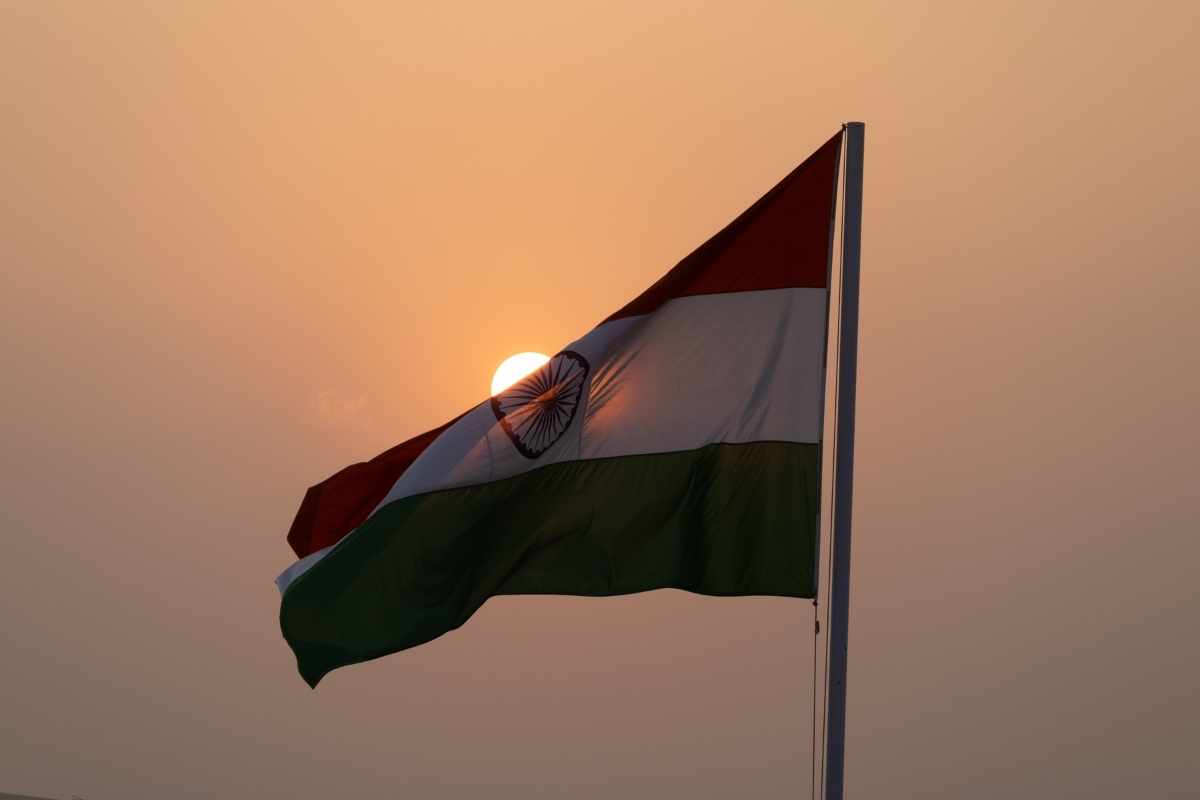 India flag on sunset.